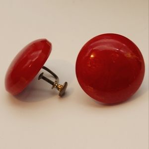 Vintage Red Bakelite ClipOn Earrings